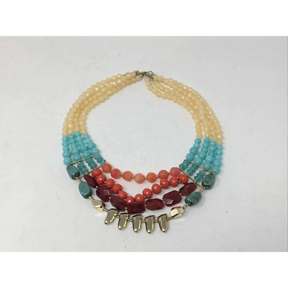 Anthropologie Quimera Layered Necklace Multicolor Beaded Costume Jewelry